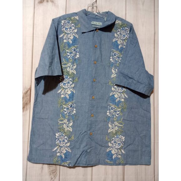 Batik Bay Shirt Men's‎ Extra Large Blue Short Sleeve Button Front - Picture 1 of 9